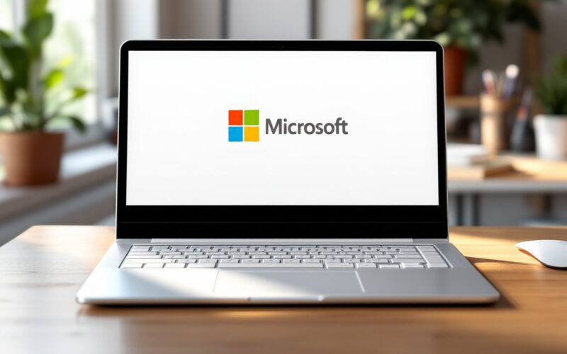 Laptop cu sigla Microsoft